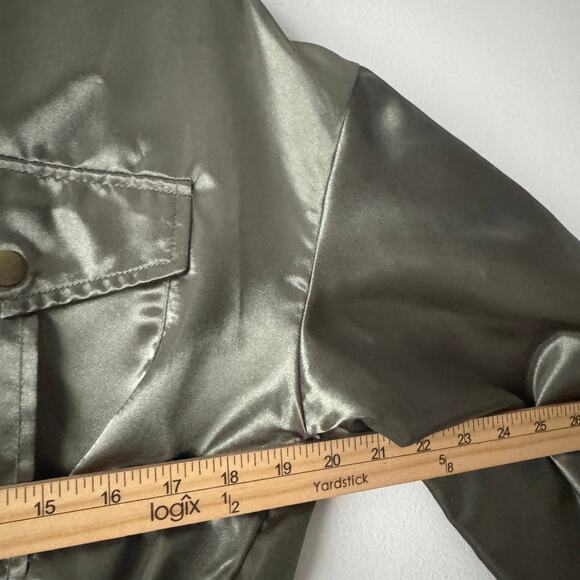Gap Jacket Womens Medium Green Longline Satin Utility Drawstring Casual - Picture 12 of 13